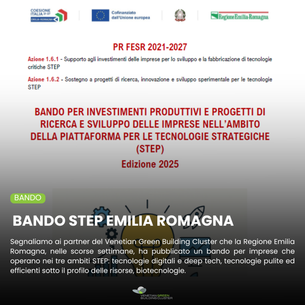 Locandina del Bando STEP della Regione Emilia Romagna
