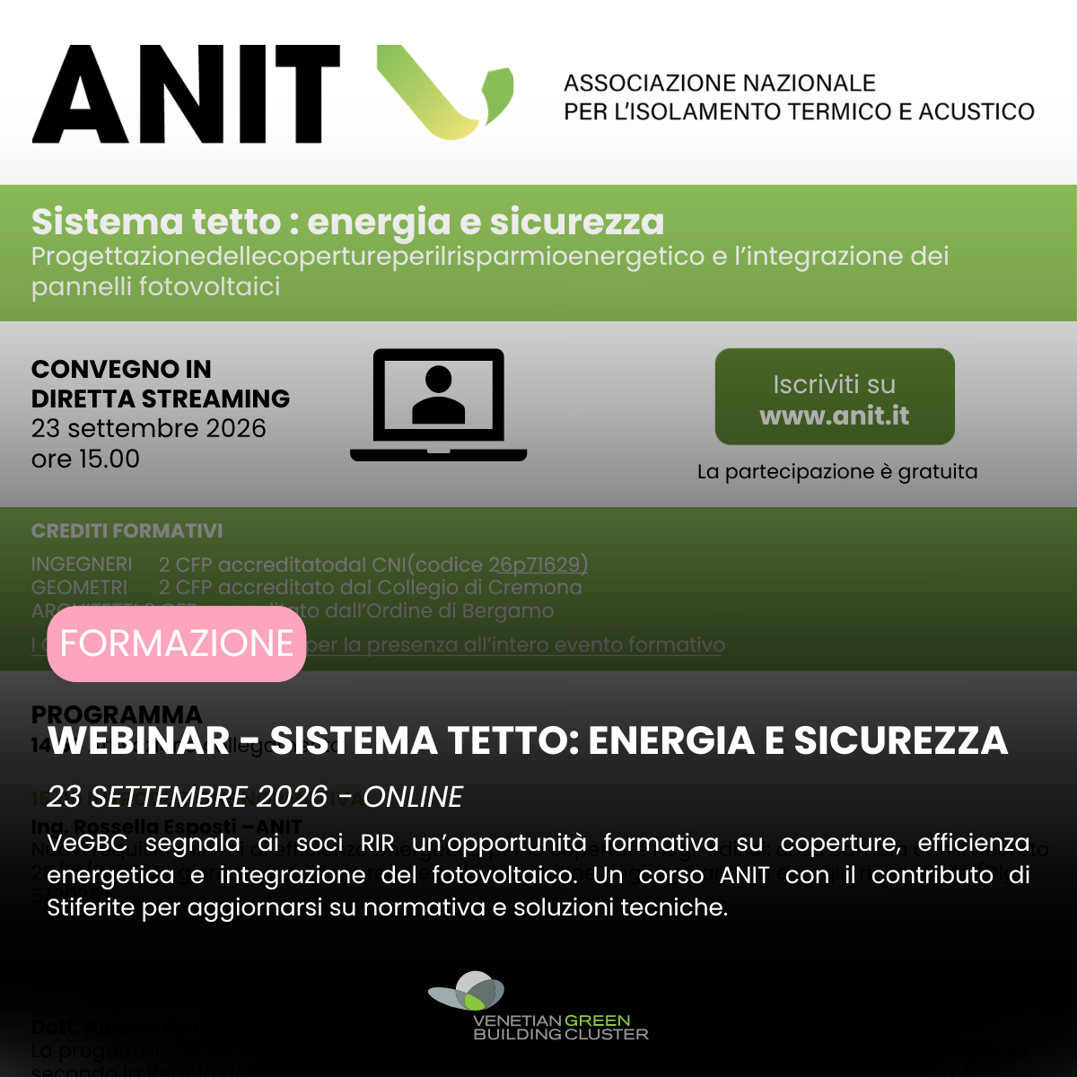 Corso AMIT e Stiferite su Sistema Tetto 23 settembre 2026